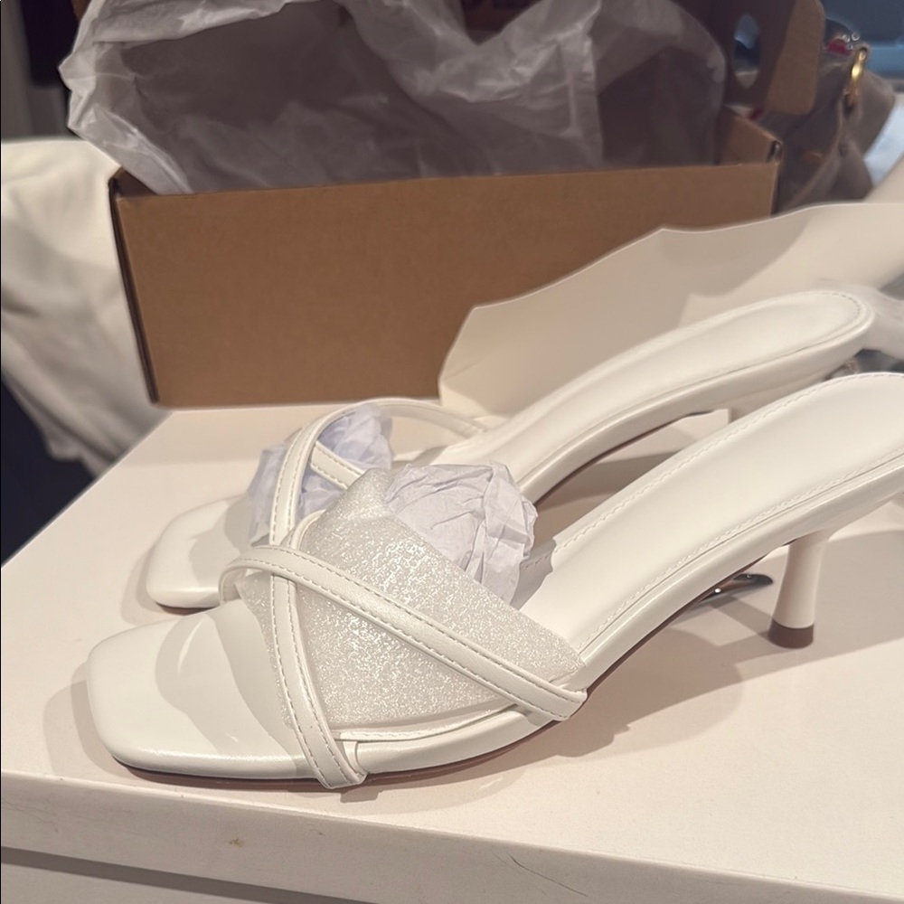 Amazon White Heels with Strappy Design